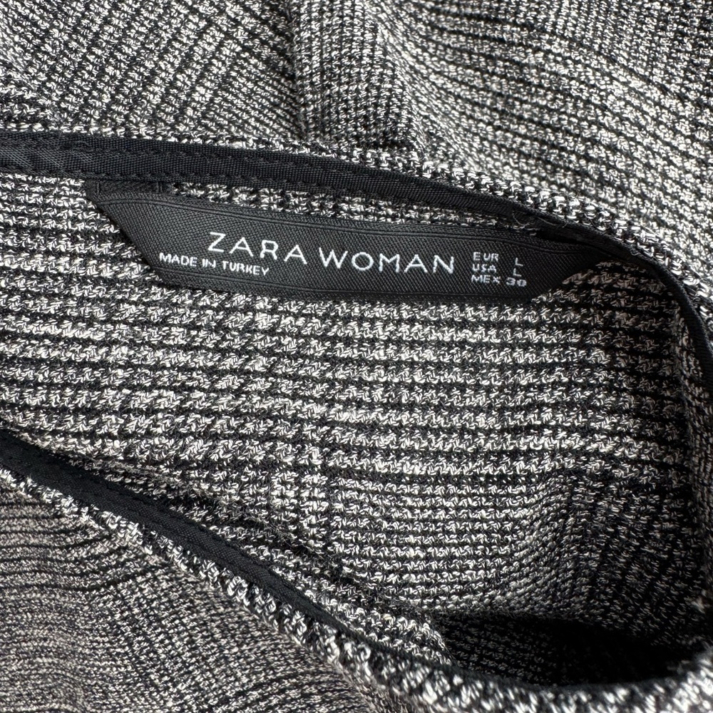 Zara Gray and Black Plaid Shift Women Short Sleeve Mini Dress Pull-on Classic - Picture 7 of 7